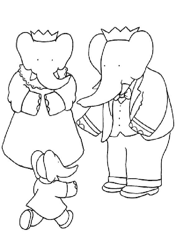 coloriage babar le roi et la reine